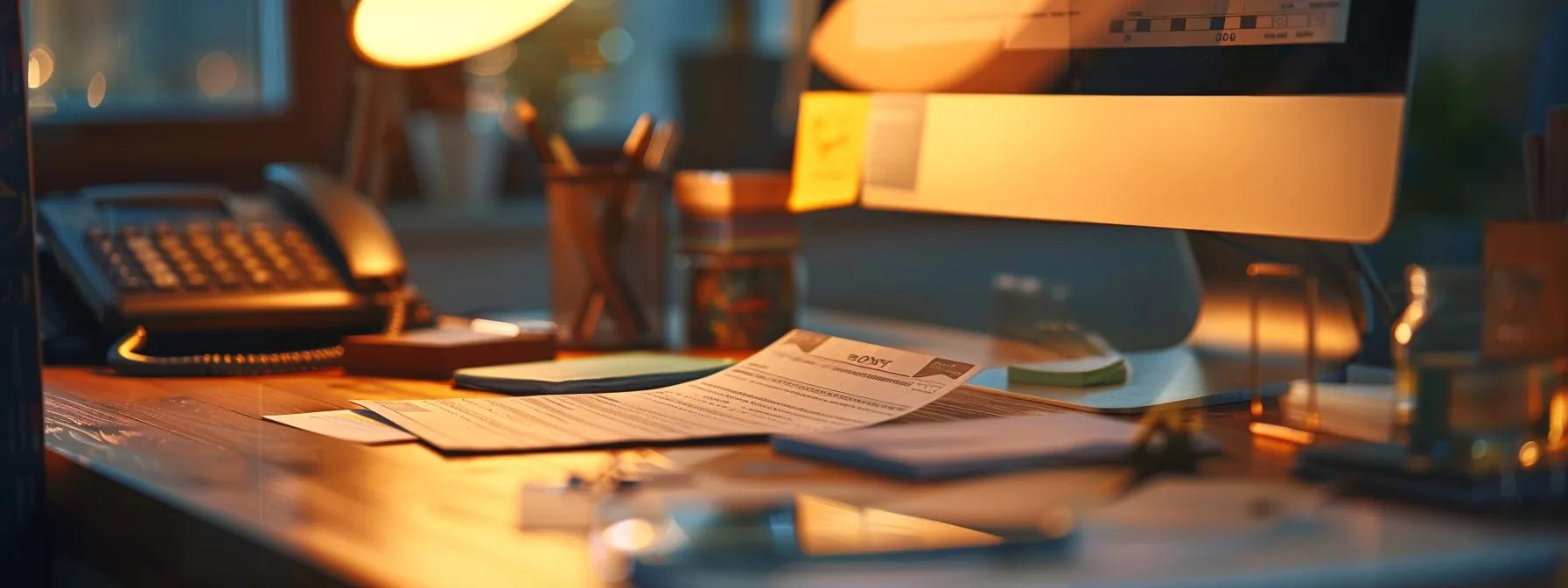 a close-up view of a neatly organized office desk featuring a freshly written personal cheque placed within a protective document sleeve, illuminated by focused task lighting, emphasizing care in financial management. a close-up view of a neatly organized office desk featuring a freshly written personal cheque placed within a protective document sleeve, illuminated by focused task lighting, emphasizing care in financial management.
