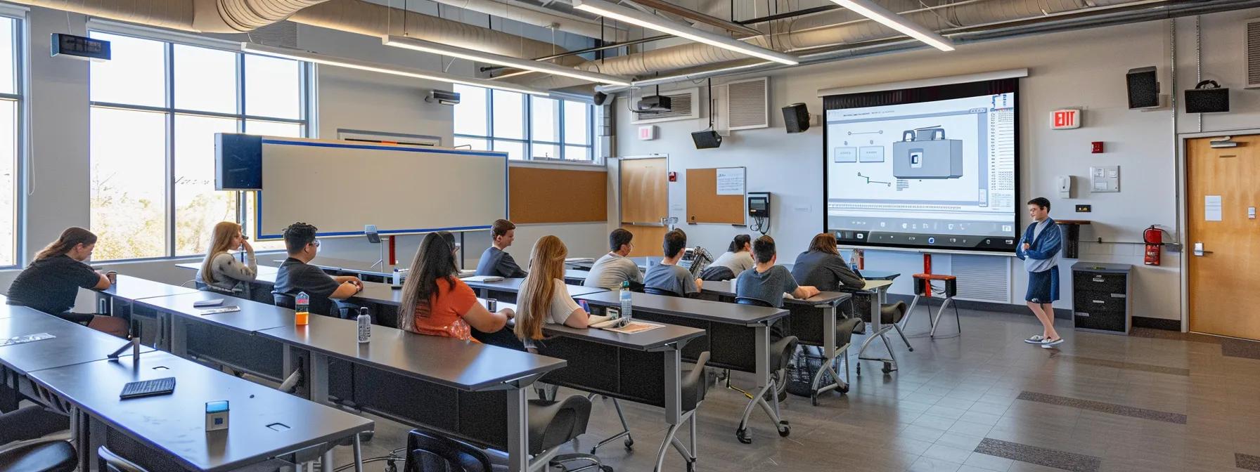 a dynamic classroom setting at the su’coy community learning center showcases engaged students working with advanced hvac equipment, highlighting the blend of theoretical learning and hands-on training.