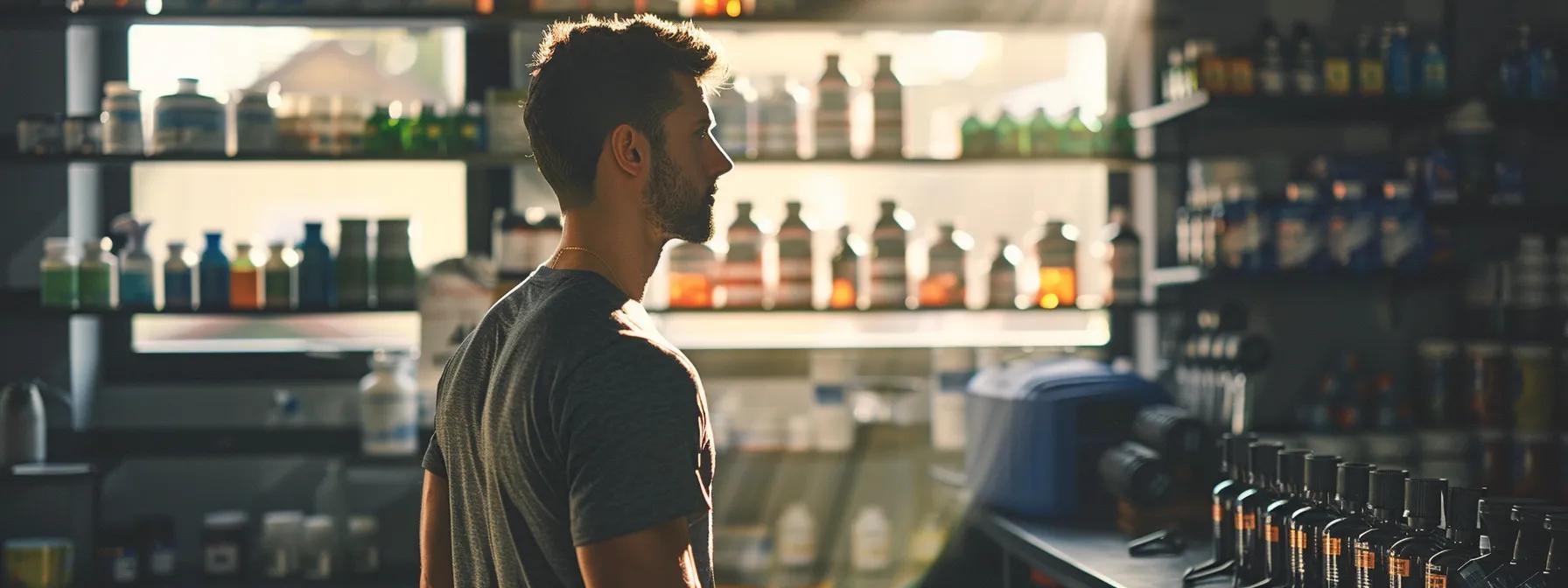 a dynamic, modern gym setting captures a focused athlete strategizing with nutritional supplements prominently displayed alongside training gear, embodying the integration of supplementation with a dedicated lifestyle and training regime. a dynamic, modern gym setting captures a focused athlete strategizing with nutritional supplements prominently displayed alongside training gear, embodying the integration of supplementation with a dedicated lifestyle and training regime.
