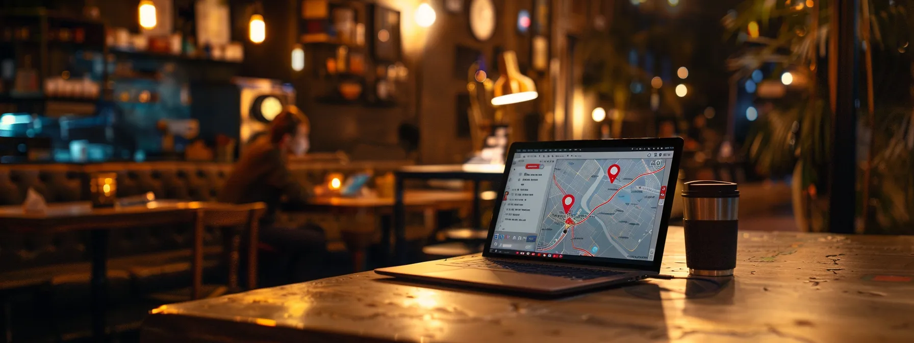 a laptop displaying a targeted local pay-per-click campaign on social media, with a map showing local customers engaging with the advertisement. a laptop displaying a targeted local pay-per-click campaign on social media, with a map showing local customers engaging with the advertisement.
