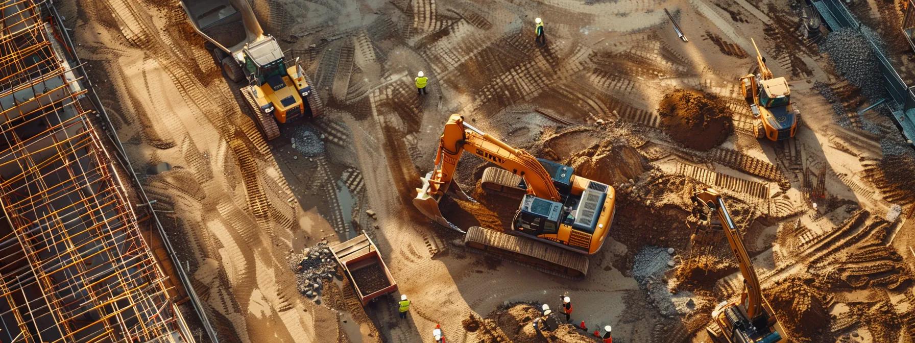 a modern construction site showcases heavy machinery on uneven terrain, with workers engaged in soil testing and preparation, emphasizing the significant impact of land acquisition and preparation expenses on project budgets. a modern construction site showcases heavy machinery on uneven terrain, with workers engaged in soil testing and preparation, emphasizing the significant impact of land acquisition and preparation expenses on project budgets.
