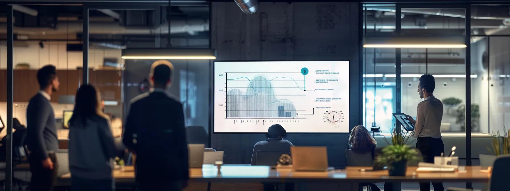 a modern office space features a sleek, interactive timeline graphic displayed on a large screen, visually showcasing the typical timeframes for various remodeling projects amidst a backdrop of contemporary decor and a team of professionals engaged in discussion. a modern office space features a sleek, interactive timeline graphic displayed on a large screen, visually showcasing the typical timeframes for various remodeling projects amidst a backdrop of contemporary decor and a team of professionals engaged in discussion.