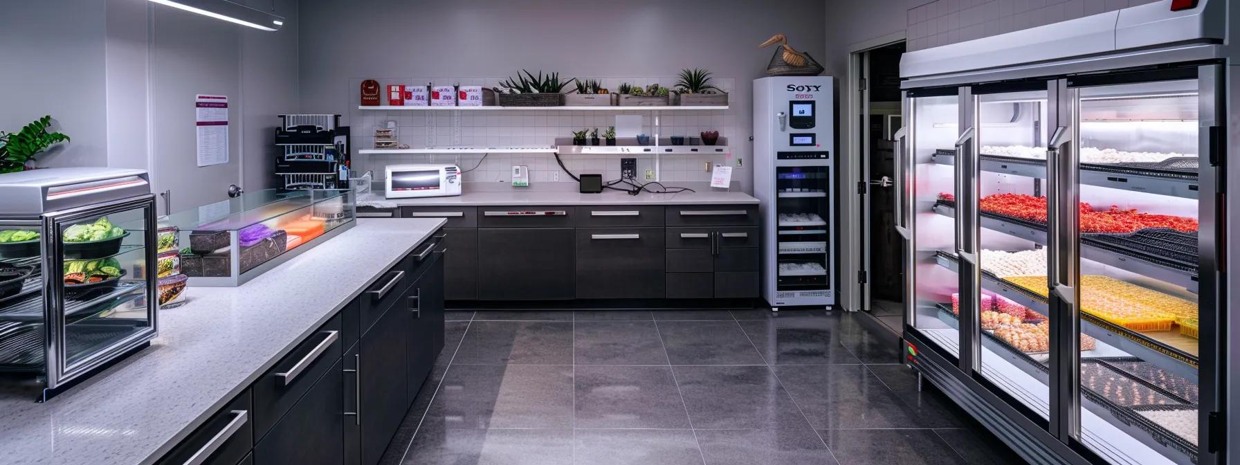a modern veterinarian's office featuring a sleek heat lamp thermostat display prominently on a countertop, surrounded by temperature-sensitive animal enclosures, highlighting the importance of temperature regulation for pet care. a modern veterinarian's office featuring a sleek heat lamp thermostat display prominently on a countertop, surrounded by temperature-sensitive animal enclosures, highlighting the importance of temperature regulation for pet care.