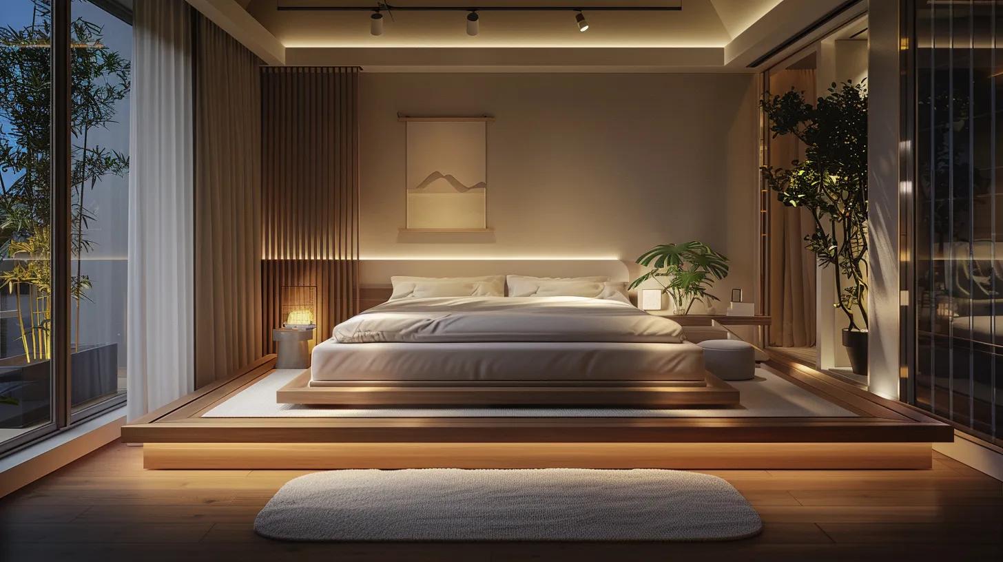 a serene, elegantly arranged bedroom showcases a luxurious mattress on a minimalistic platform bed, bathed in soft, warm lighting that highlights the importance of quality sleep for overall well-being. a serene, elegantly arranged bedroom showcases a luxurious mattress on a minimalistic platform bed, bathed in soft, warm lighting that highlights the importance of quality sleep for overall well-being.