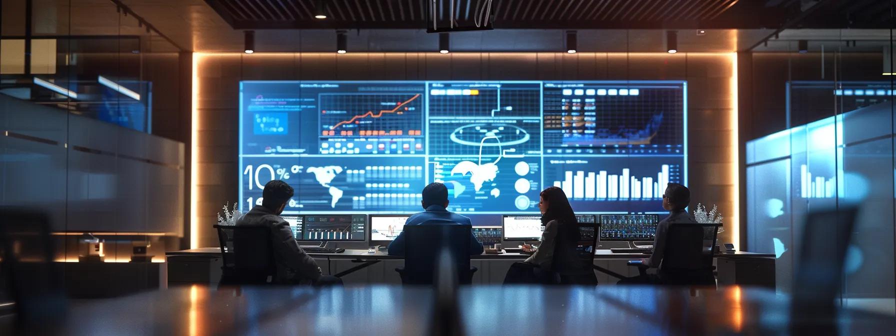 a sleek, modern office conference room features a large digital screen displaying data analyses and projections of solar energy investments, surrounded by attentive professionals engaged in a strategic discussion, illuminated by warm artificial lighting to create a focused atmosphere. a sleek, modern office conference room features a large digital screen displaying data analyses and projections of solar energy investments, surrounded by attentive professionals engaged in a strategic discussion, illuminated by warm artificial lighting to create a focused atmosphere.