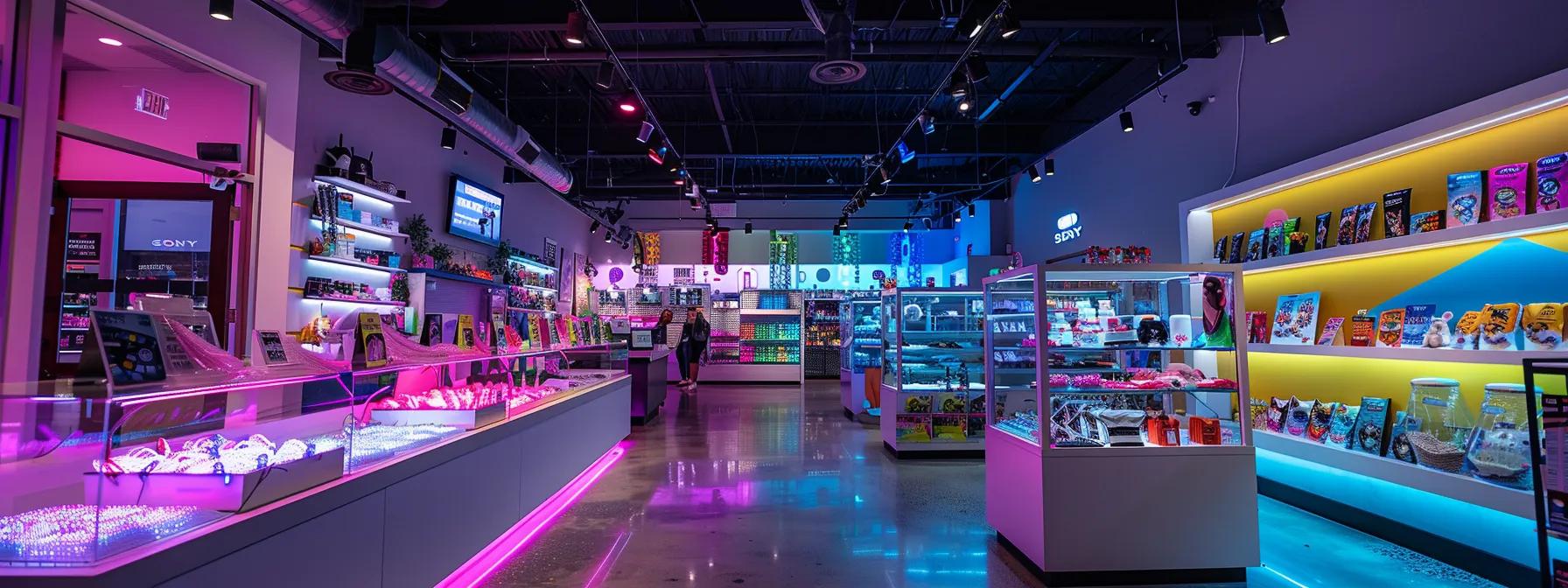 a sleek, modern pet store interior showcases a vibrant display of top-rated cat laser toys, featuring innovative designs and user-friendly features, while customers engage in thoughtful comparisons amidst colorful product packaging. a sleek, modern pet store interior showcases a vibrant display of top-rated cat laser toys, featuring innovative designs and user-friendly features, while customers engage in thoughtful comparisons amidst colorful product packaging.