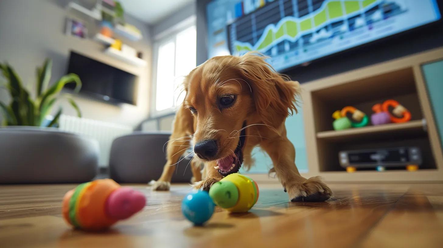 a sleek, modern veterinary clinic setting showcases a happy, active dog playing with a colorful toy, emphasizing the positive effects of green-lipped mussel supplementation for joint health, with vibrant charts and data on a digital screen in the background illustrating the benefits. a sleek, modern veterinary clinic setting showcases a happy, active dog playing with a colorful toy, emphasizing the positive effects of green-lipped mussel supplementation for joint health, with vibrant charts and data on a digital screen in the background illustrating the benefits.