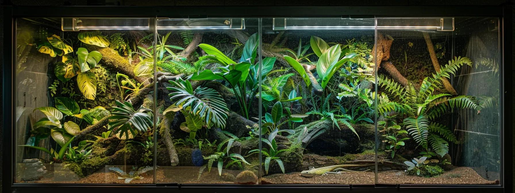 a sleek, modern workspace showcases a vibrant terrarium filled with eco-friendly substrates and recycled decor, illuminated by energy-efficient led lamps, emphasizing sustainable and affordable supplies for reptile enthusiasts. a sleek, modern workspace showcases a vibrant terrarium filled with eco-friendly substrates and recycled decor, illuminated by energy-efficient led lamps, emphasizing sustainable and affordable supplies for reptile enthusiasts.