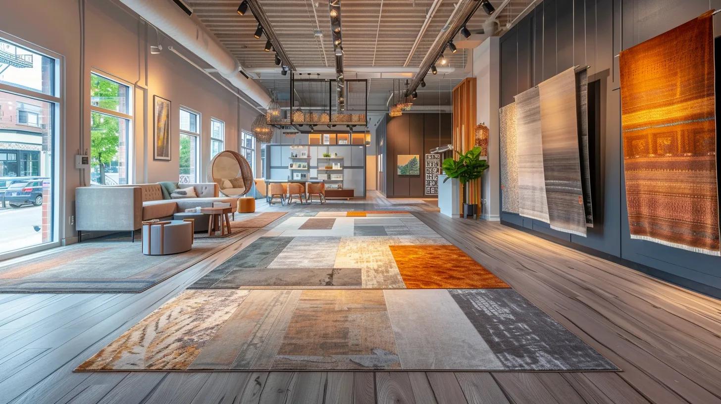 a stylish, modern interior showcases a diverse array of flooring options in a bright, well-organized showroom, emphasizing the contrasts in texture and color while highlighting their practical applications for various lifestyles. a stylish, modern interior showcases a diverse array of flooring options in a bright, well-organized showroom, emphasizing the contrasts in texture and color while highlighting their practical applications for various lifestyles.