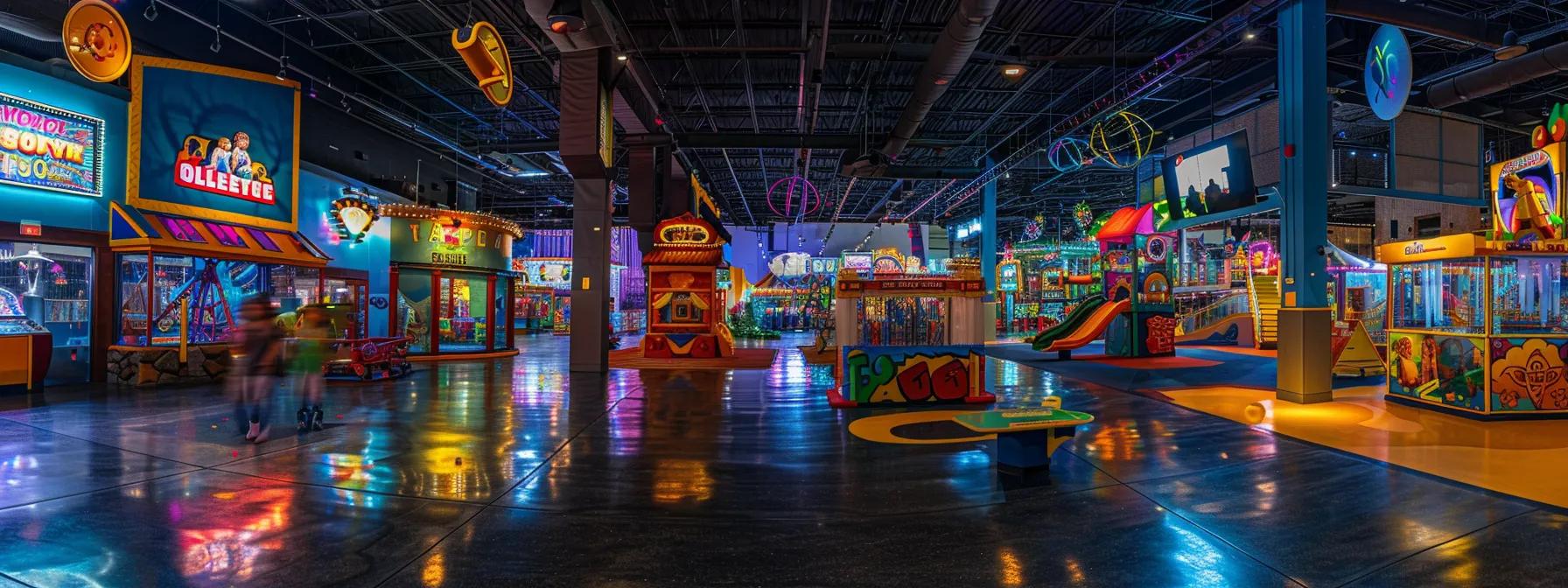 a vibrant indoor family entertainment center in blue ridge, georgia, filled with colorful play zones and engaging activities that capture the joy and laughter of families enjoying time together on a rainy day. a vibrant indoor family entertainment center in blue ridge, georgia, filled with colorful play zones and engaging activities that capture the joy and laughter of families enjoying time together on a rainy day.