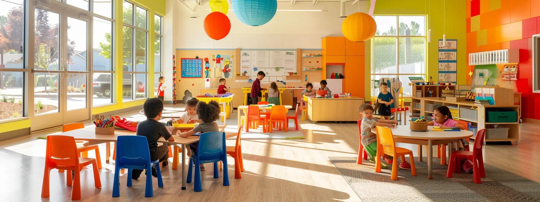 a vibrant, modern classroom filled with colorful learning stations, where young children engage in hands-on activities alongside educational materials, illustrating the dynamic blend of play and structured learning in early childhood education. a vibrant, modern classroom filled with colorful learning stations, where young children engage in hands-on activities alongside educational materials, illustrating the dynamic blend of play and structured learning in early childhood education.
