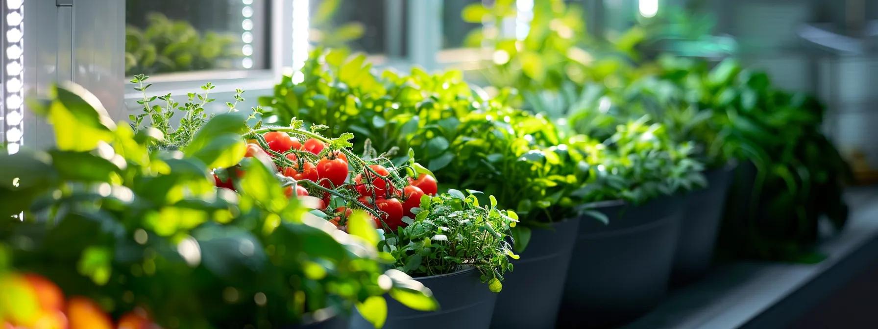 a vibrant, organized indoor urban garden showcases an array of neatly arranged containers filled with colorful herbs and vegetables, highlighting the innovative use of vertical space in a modern apartment setting. a vibrant, organized indoor urban garden showcases an array of neatly arranged containers filled with colorful herbs and vegetables, highlighting the innovative use of vertical space in a modern apartment setting.