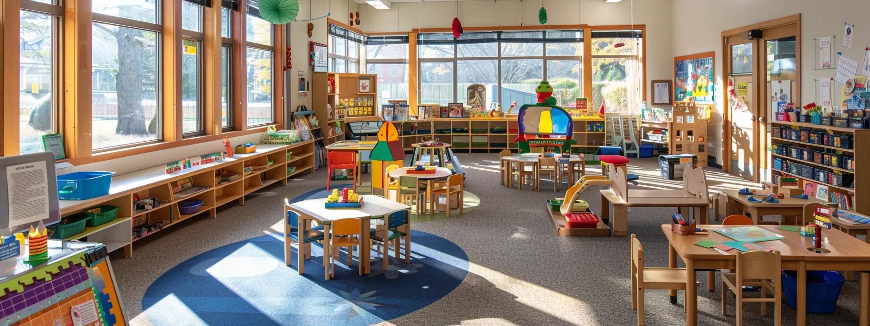 a vibrant, well-organized classroom filled with children engaged in both structured and imaginative play, featuring colorful learning stations and interactive elements that highlight the integration of play-based learning in early education. a vibrant, well-organized classroom filled with children engaged in both structured and imaginative play, featuring colorful learning stations and interactive elements that highlight the integration of play-based learning in early education.
