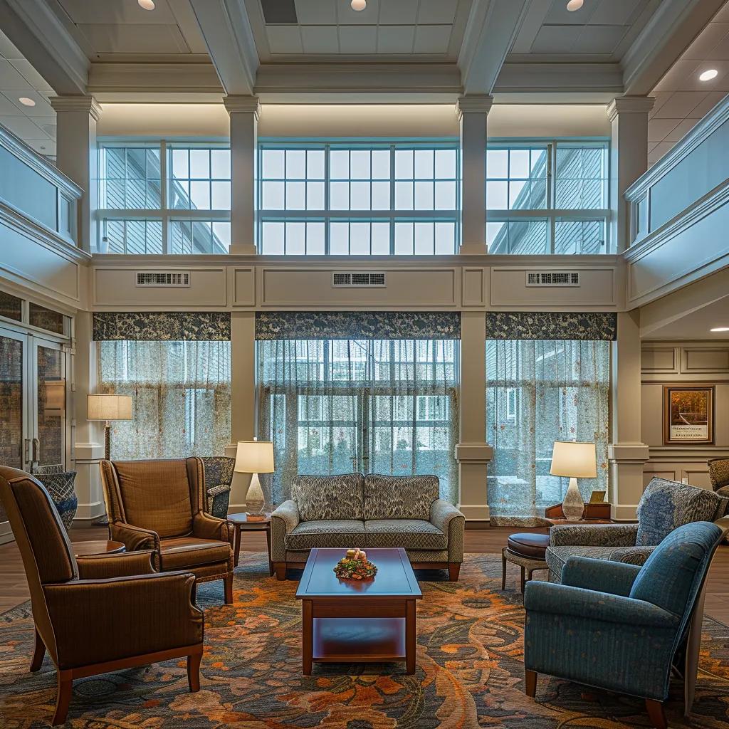 an elegantly designed assisted living home interior features warm lighting, cozy communal spaces, and inviting decor, reflecting a sense of comfort and community for west virginia families. an elegantly designed assisted living home interior features warm lighting, cozy communal spaces, and inviting decor, reflecting a sense of comfort and community for west virginia families.