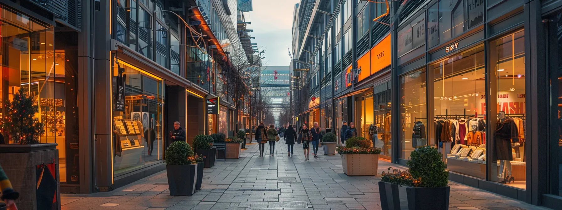 an urban street lined with trendy boutiques, where storefronts display the latest products and services tailored to local customers, showcasing the importance of local seo for e-commerce. an urban street lined with trendy boutiques, where storefronts display the latest products and services tailored to local customers, showcasing the importance of local seo for e-commerce.