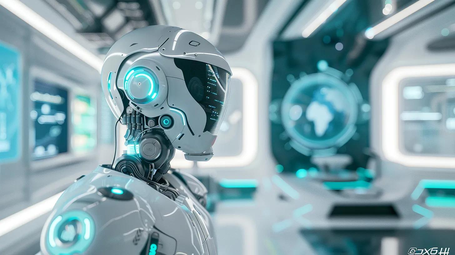 capture an ultra-realistic ai robot immersed in a futuristic digital command center, surrounded by holographic displays and data visualizations, reflecting its sophisticated understanding of ai-friendly content creation, all in a sleek white and teal color scheme with vibrant accents of purple. capture an ultra-realistic ai robot immersed in a futuristic digital command center, surrounded by holographic displays and data visualizations, reflecting its sophisticated understanding of ai-friendly content creation, all in a sleek white and teal color scheme with vibrant accents of purple.