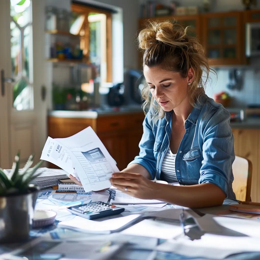 Homeowner reviewing energy bill, emphasizing the importance of energy efficiency in AC usage Homeowner reviewing energy bill, emphasizing the importance of energy efficiency in AC usage