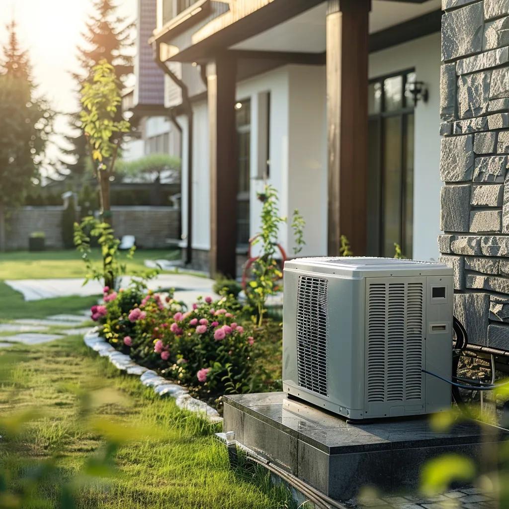 Modern air conditioning unit in a home setting, symbolizing comfort and efficiency Modern air conditioning unit in a home setting, symbolizing comfort and efficiency