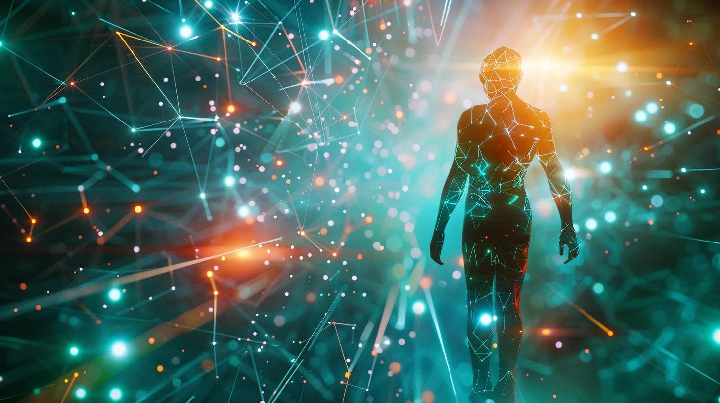 show a sleek, futuristic ai robot floating serenely in a high-tech digital landscape, surrounded by shimmering data streams and glowing light particles, symbolizing the advanced capabilities of ai-driven seo in addiction treatment marketing.