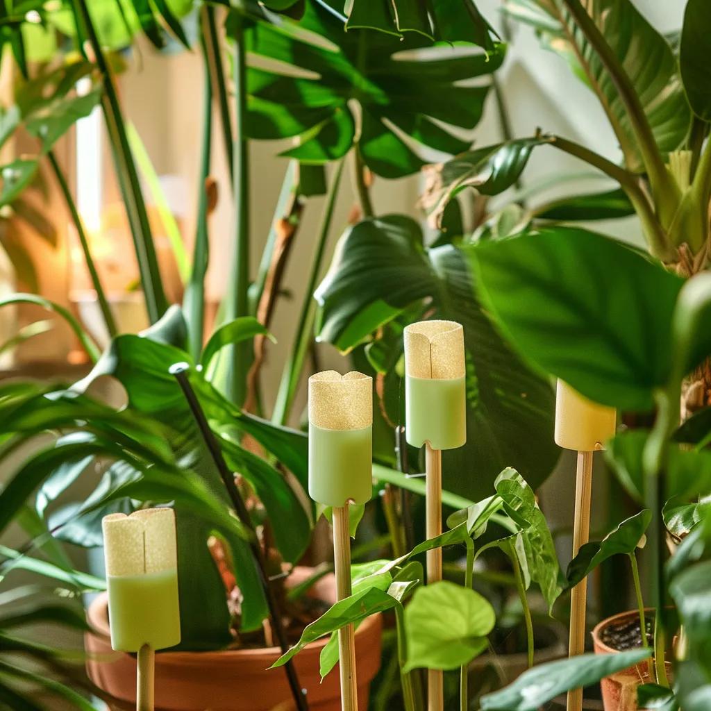 uBloomd sticky traps integrated into indoor plants, highlighting unique compostable materials and design