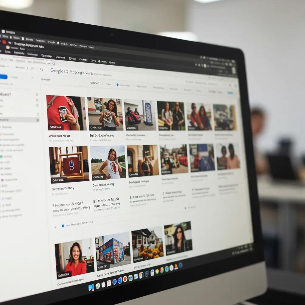 A detailed view of an optimized Google Shopping Ads interface, showcasing product listings with key details
