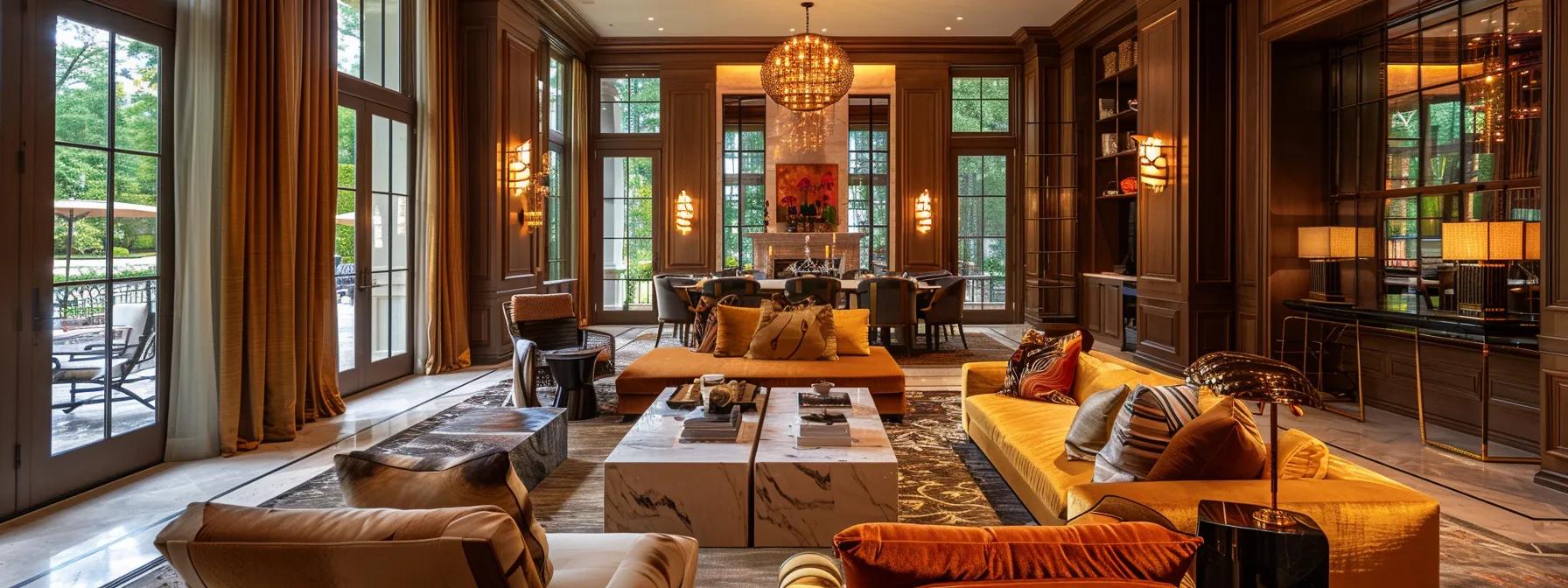 an opulent interior of a buckhead home showcases bespoke luxury furniture featuring rich marble, soft velvet, and warm wood textures, illuminated by moody lighting that enhances the designer finishes and upscale southern décor, embodying individuality and superior craftsmanship. an opulent interior of a buckhead home showcases bespoke luxury furniture featuring rich marble, soft velvet, and warm wood textures, illuminated by moody lighting that enhances the designer finishes and upscale southern décor, embodying individuality and superior craftsmanship.