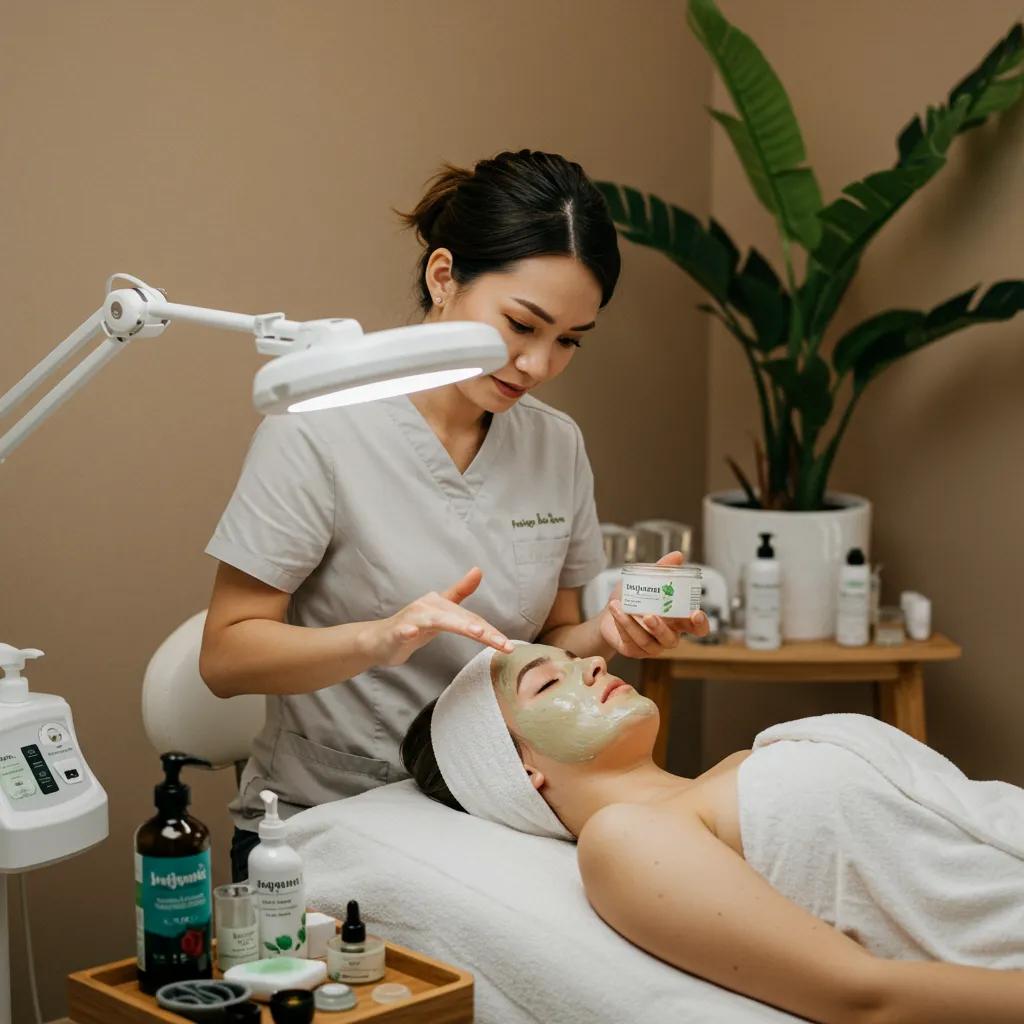 Serene spa setting for an organic facial, emphasizing natural and effective skincare