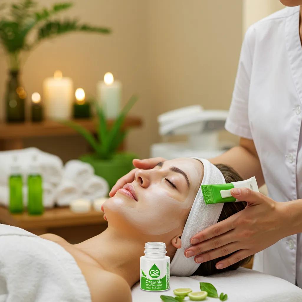 A serene spa setting showcasing natural ingredients for an organic facial treatment