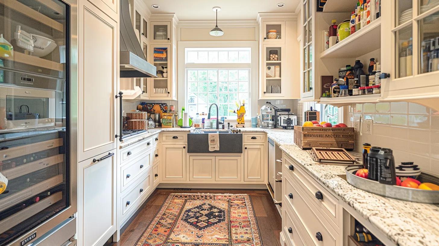 a meticulously organized kitchen showcases safety features such as slip-resistant flooring, childproof cabinets, and well-placed, secure storage for hazardous materials, illustrating the core principles of accident prevention at home. a meticulously organized kitchen showcases safety features such as slip-resistant flooring, childproof cabinets, and well-placed, secure storage for hazardous materials, illustrating the core principles of accident prevention at home.