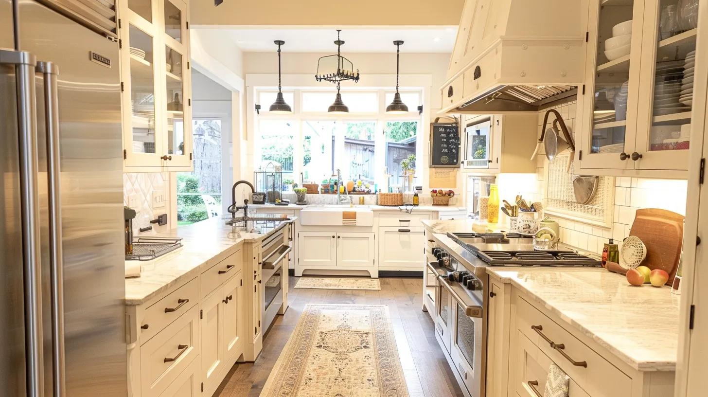a meticulously organized kitchen showcases safety features such as slip-resistant flooring, childproof cabinets, and well-placed, secure storage for hazardous materials, illustrating the core principles of accident prevention at home. a meticulously organized kitchen showcases safety features such as slip-resistant flooring, childproof cabinets, and well-placed, secure storage for hazardous materials, illustrating the core principles of accident prevention at home.