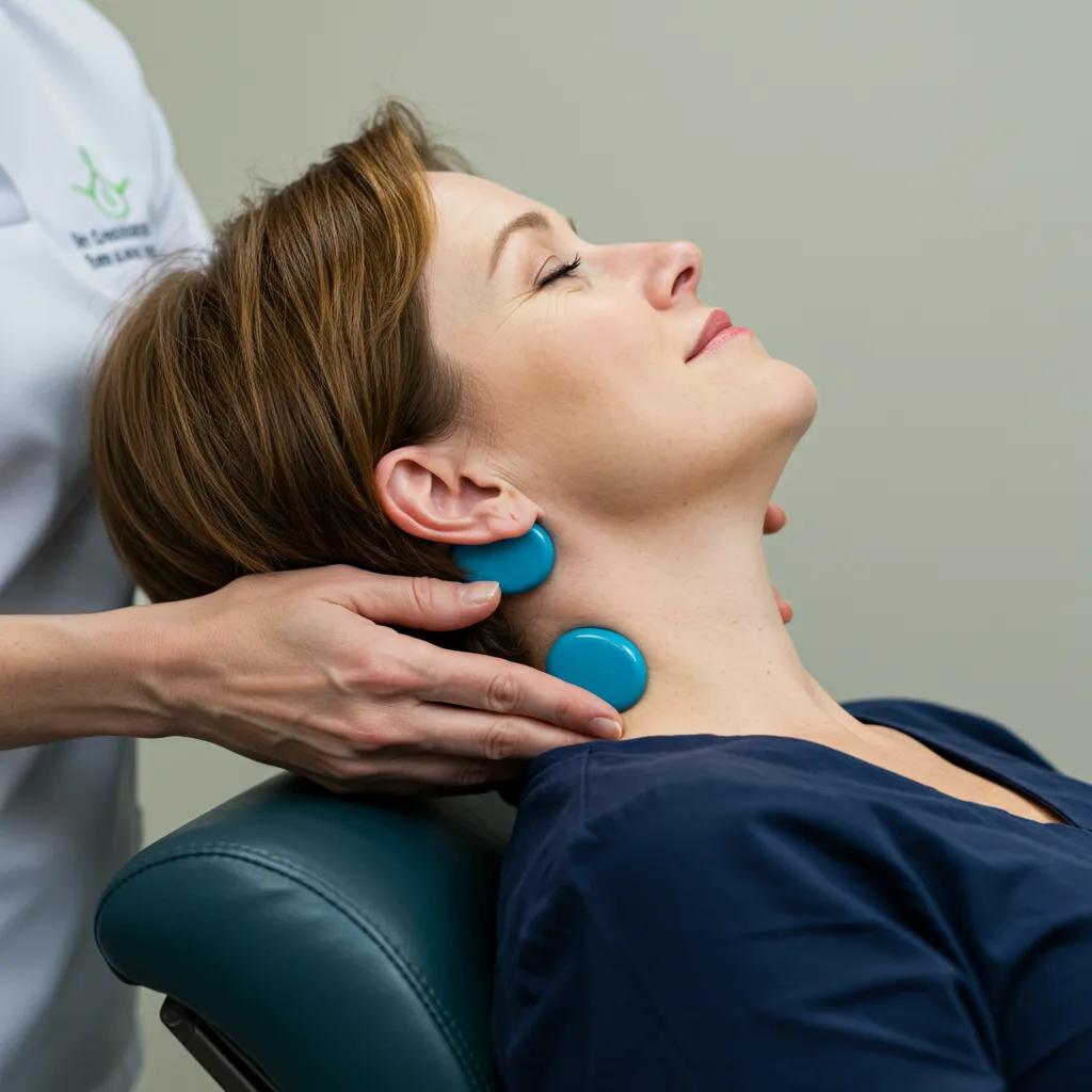 Patient receiving cervical spine adjustments for headache relief
