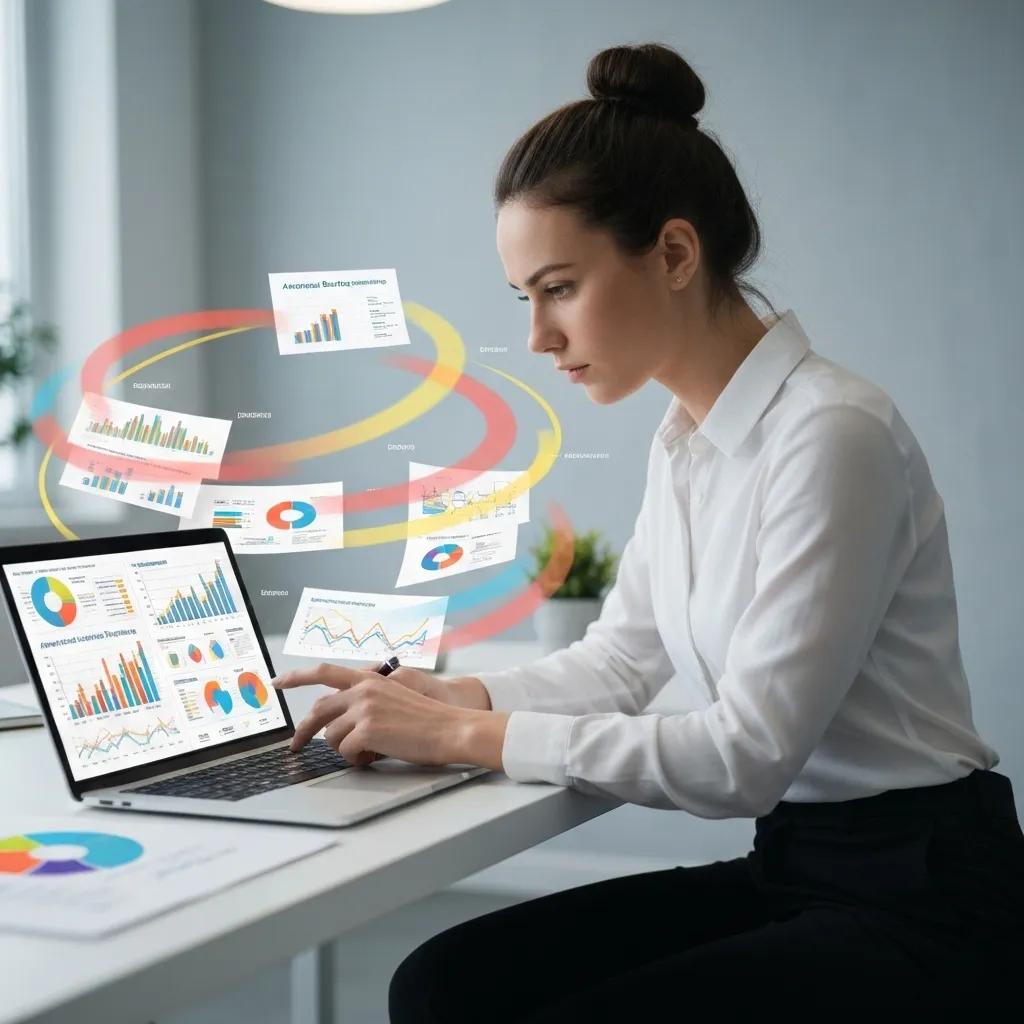 A focused individual meticulously analyzing sports data on a laptop, surrounded by complex charts and graphs representing advanced betting strategies.