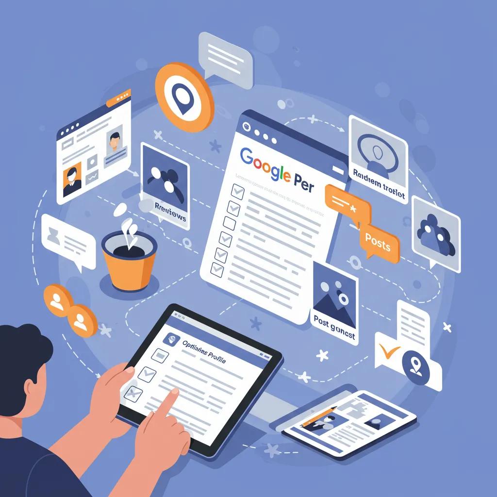 Person optimizing a Google Business Profile using a checklist of ranking factors