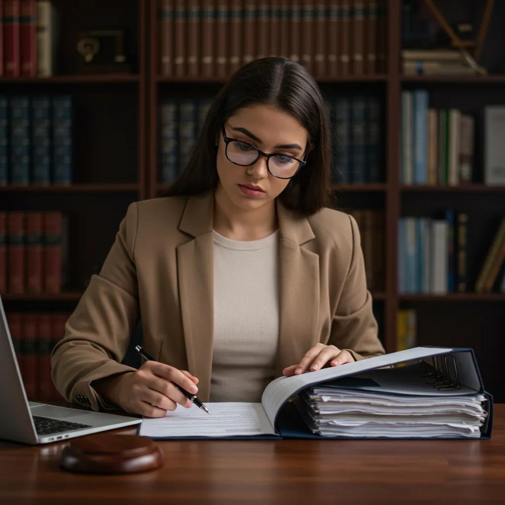 Personal injury attorney analyzing documents to maximize client compensation