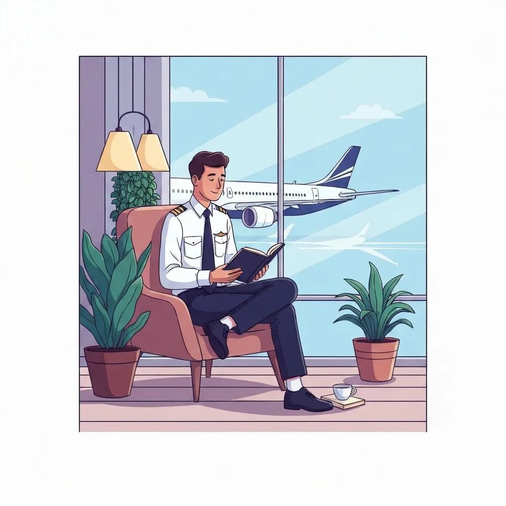 Pilot practicing mindfulness in a serene environment, promoting mental health awareness