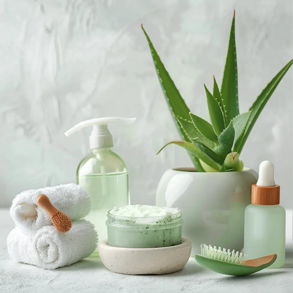 Post-waxing aftercare products including aloe vera gel and hydrating lotions for skin care