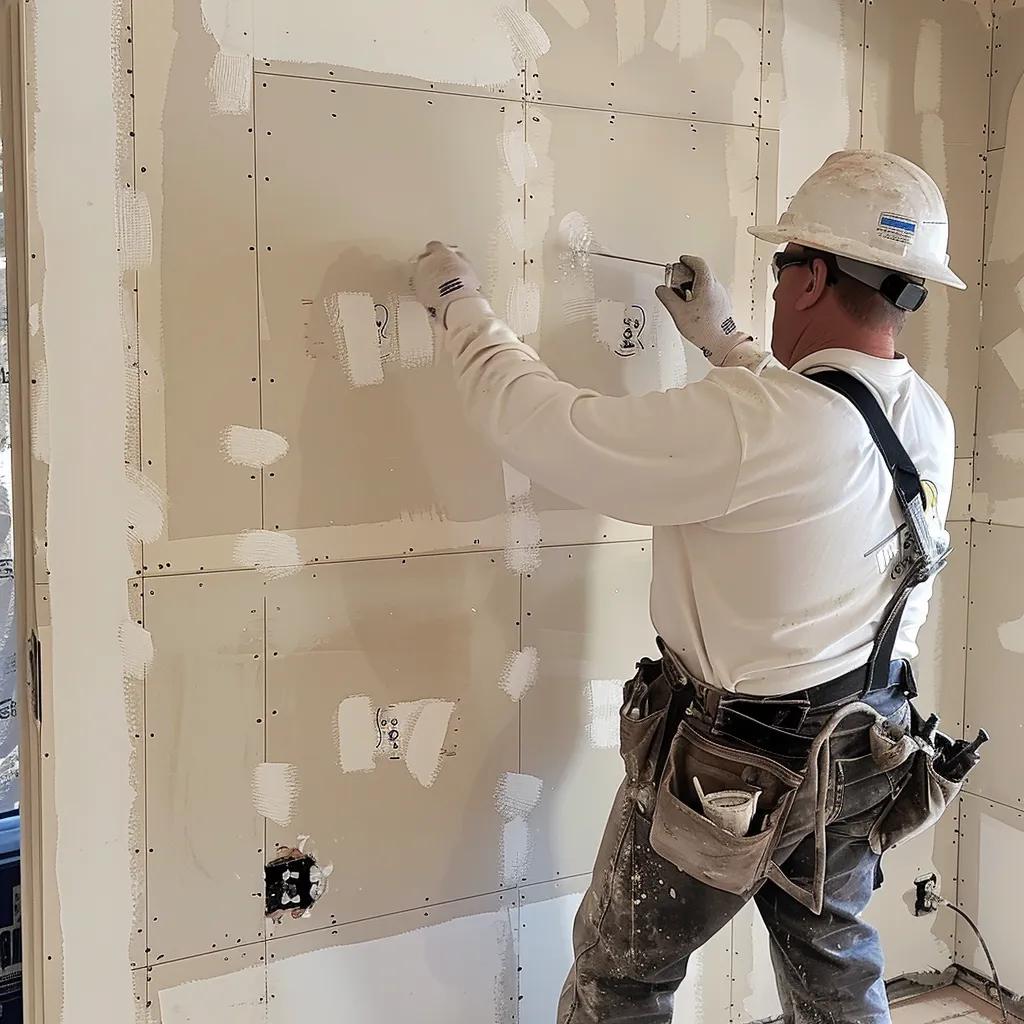 Step-by-step process of emergency drywall repair showing assessment, patching, and finishing