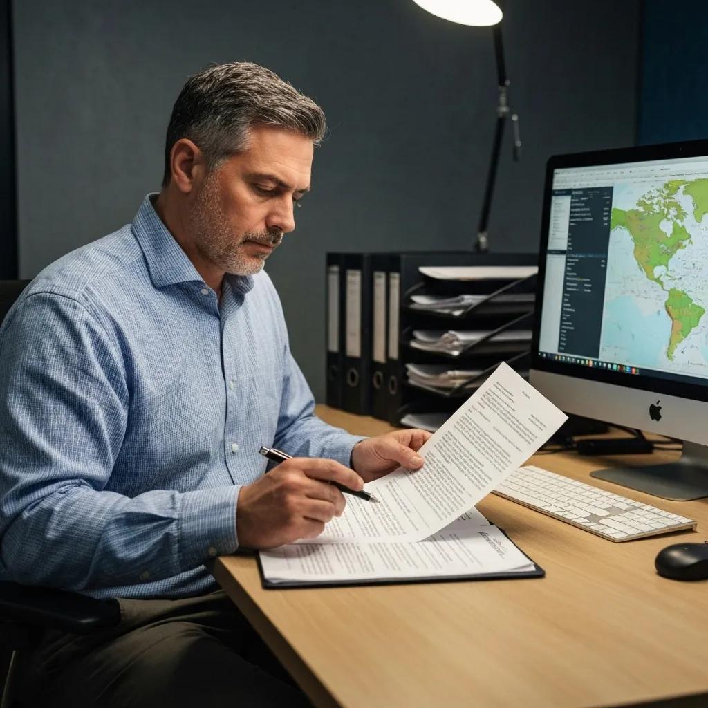 Professional investigator analysing documents for people tracing services in Oxford