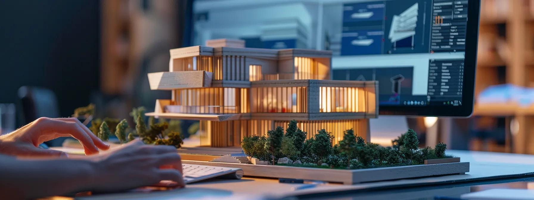 architectural 3d modeling program being used by student
