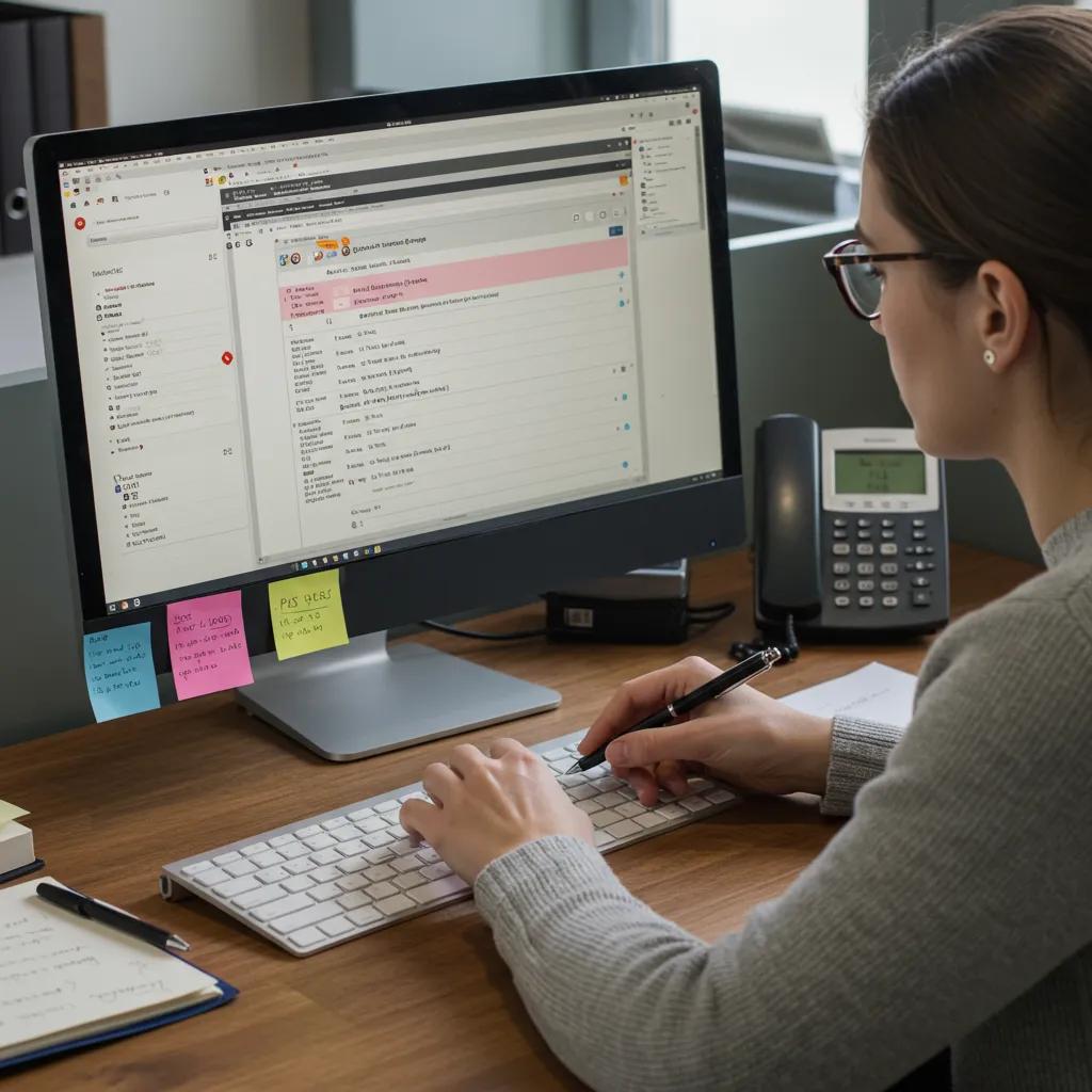 Public Information Officer handling media questions at a desk