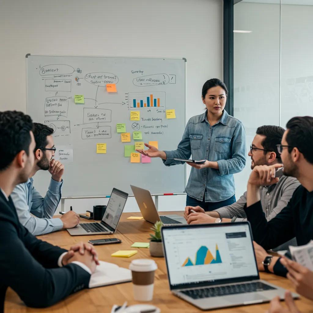 Sales team collaborating on strategies for leveraging voice AI in lead generation Sales team collaborating on strategies for leveraging voice AI in lead generation