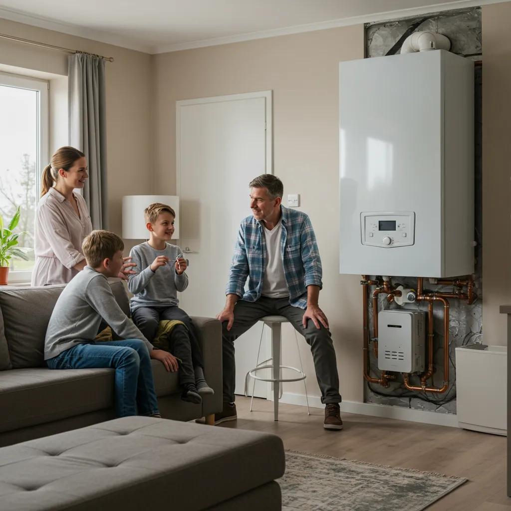 Satisfied family enjoying their home after a successful boiler installation