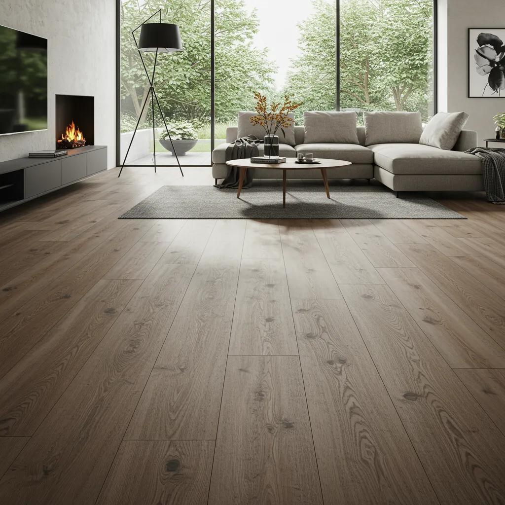 Self-healing flooring in a modern living space, showcasing its innovative technology and seamless design
