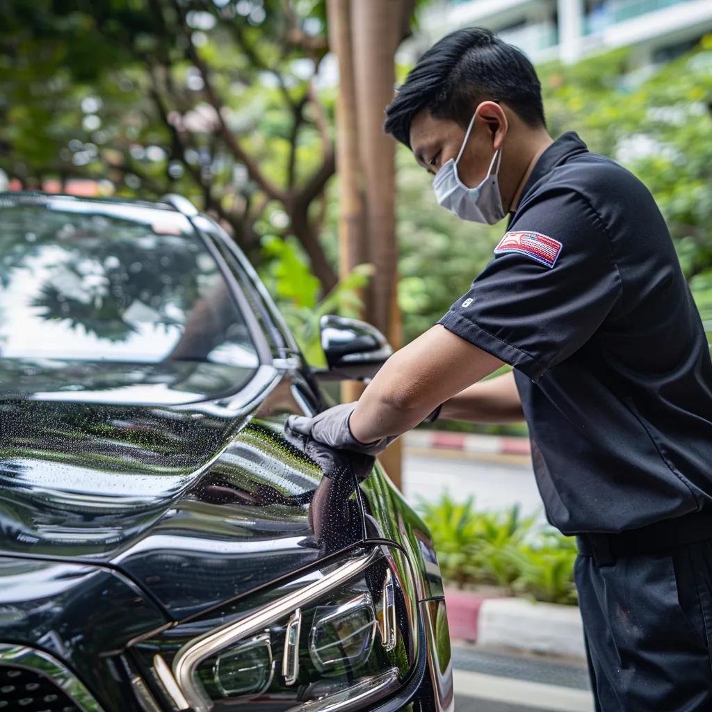 Professional mobile car detailing service in Singapore, emphasizing convenience and expert care for paint protection