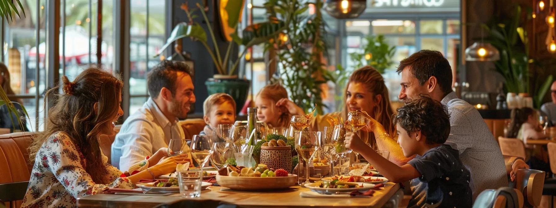 a vibrant family brunch scene at sgrizzi showcases families gathered around a stylishly set table, delighting in colorful, gourmet dishes under soft, inviting lighting, encapsulating warmth and togetherness in a modern dining atmosphere. a vibrant family brunch scene at sgrizzi showcases families gathered around a stylishly set table, delighting in colorful, gourmet dishes under soft, inviting lighting, encapsulating warmth and togetherness in a modern dining atmosphere.