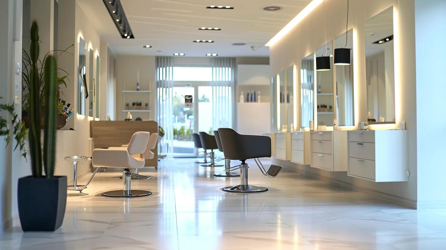 a stylish hair salon interior showcases a skilled stylist meticulously applying hand-sewn weft extensions to a client's hair in a bright, modern space, highlighted by elegant mirrors and contemporary decor. a stylish hair salon interior showcases a skilled stylist meticulously applying hand-sewn weft extensions to a client's hair in a bright, modern space, highlighted by elegant mirrors and contemporary decor.