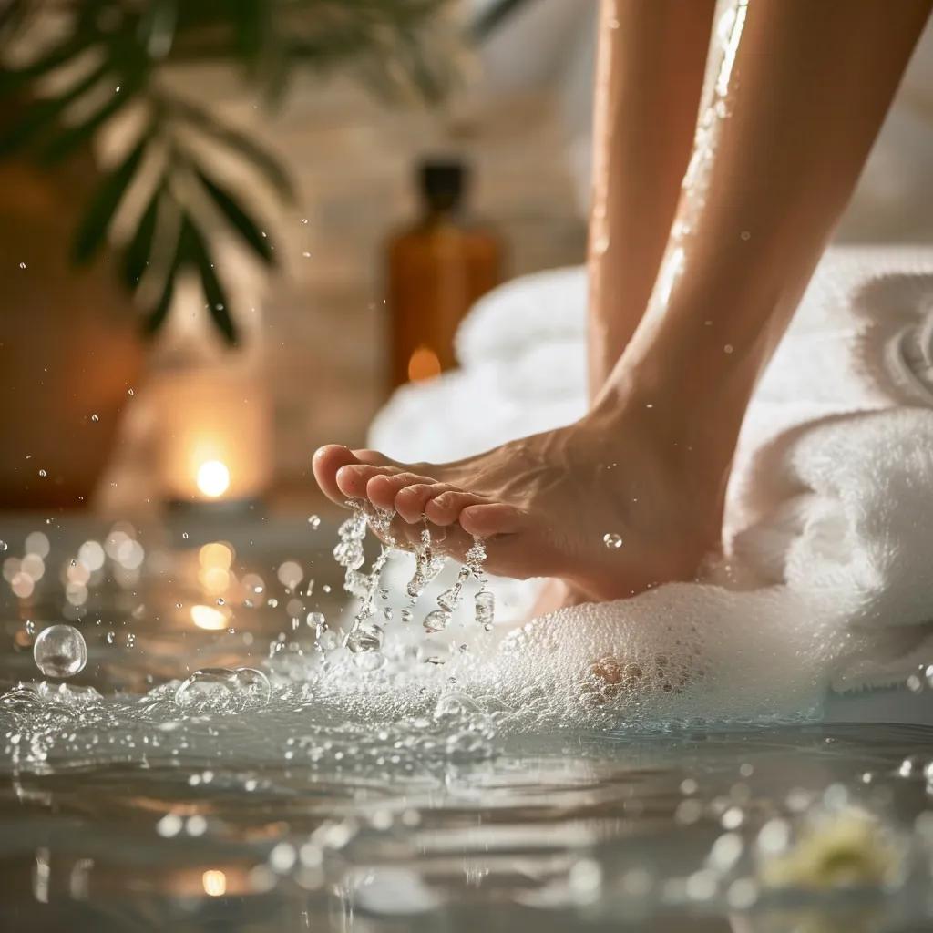 Hydrotherapy foot spa with bubbling water jets enhancing relaxation