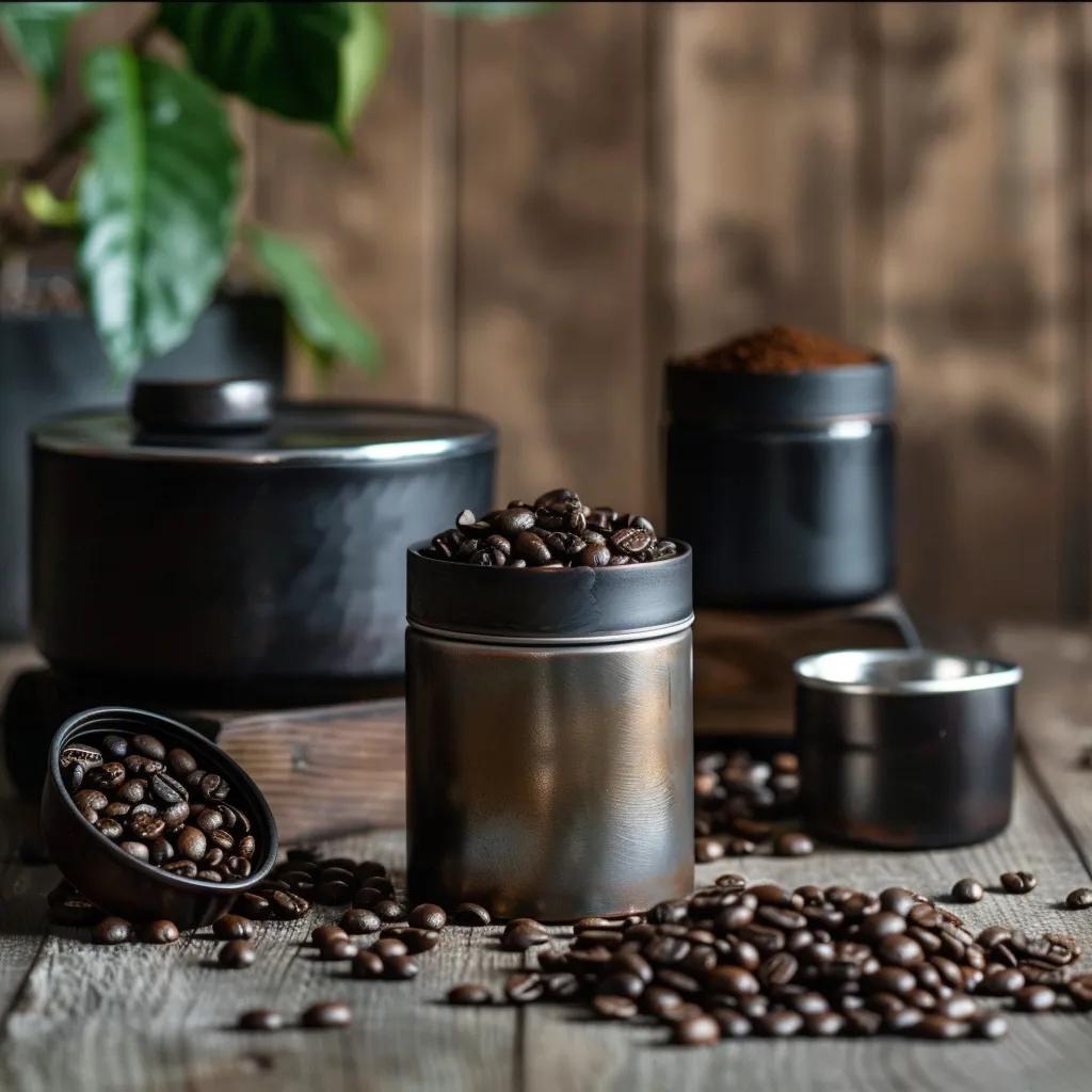 Different coffee storage methods including airtight containers, emphasizing the importance of preserving freshness