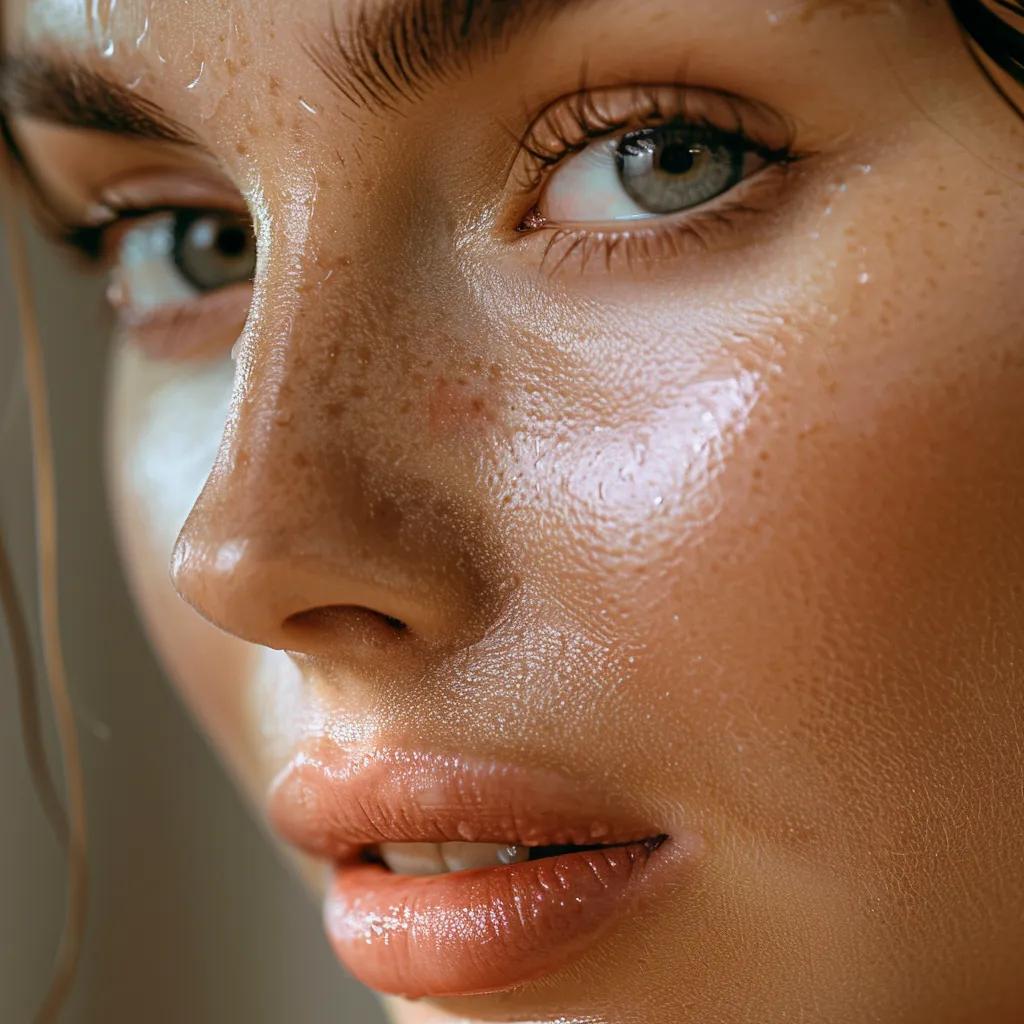 Close-up of a woman's glowing skin post-microdermabrasion treatment