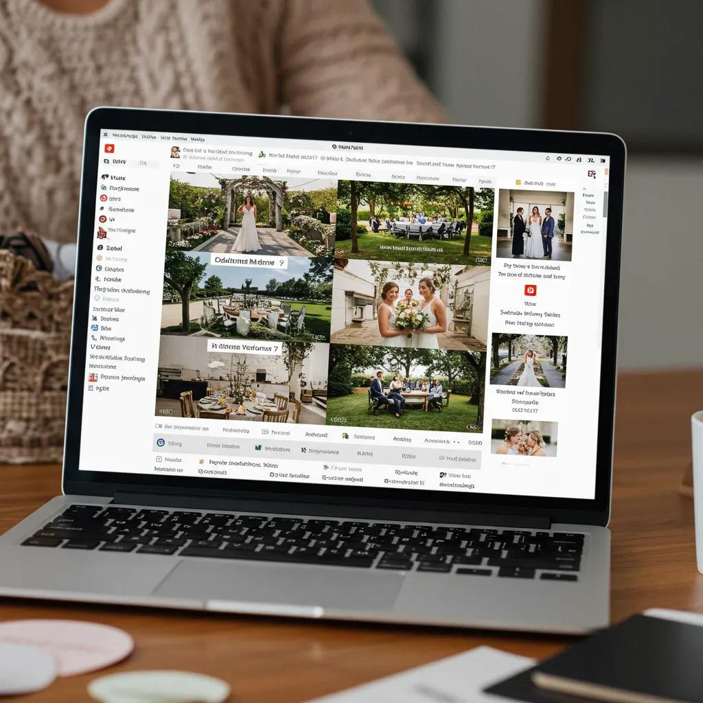 Social media feed showcasing wedding venue images and engagement posts Social media feed showcasing wedding venue images and engagement posts